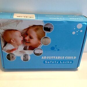 NEW ADJUSTABLE 12 PIECE CHILD SAFETY LOCKS QUICK SLIDE RELEASE BUTTON